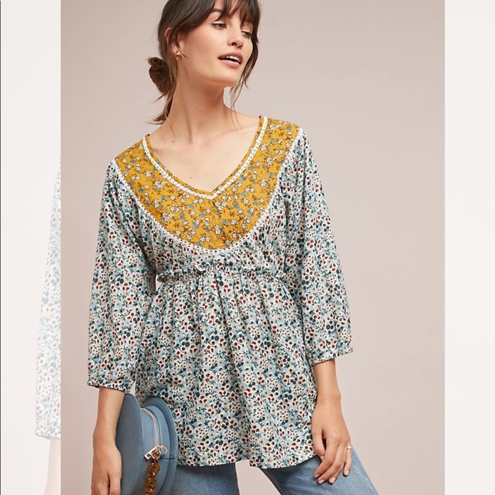 ANTHROPOLOGIE: Floral Peasant Top